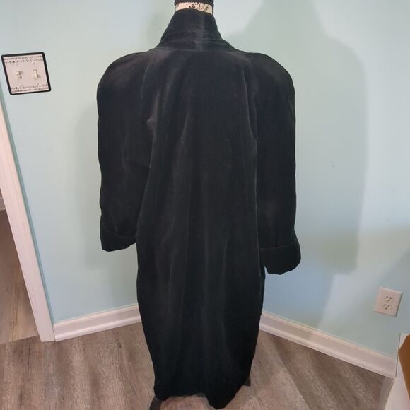 Vintage JS Collections 80s Glam Goth Black Velvet Evening Swing Coat medium - Picture 2 of 4